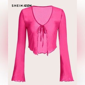 SHEIN Icon Fuchsia Sheer Blouse